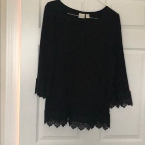 black with lace trim blouse